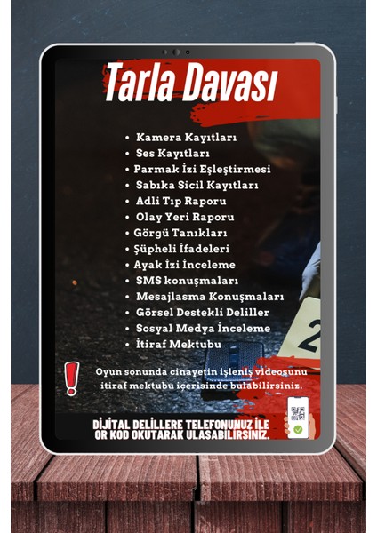 Cinayet Çözme / Dedektif Oyunu / Katil Kim / Suçlu Kim / Dedektiflik Oyunu / Tarla Davası modelleri