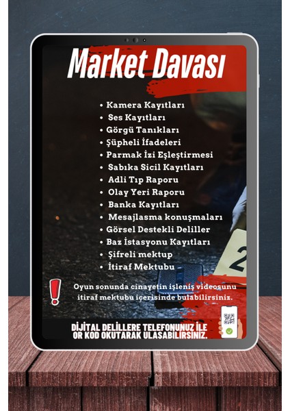 Cinayet Çözme / Dedektif Oyunu / Katil Kim / Suçlu Kim / Dedektiflik Oyunu / Market Davası modelleri