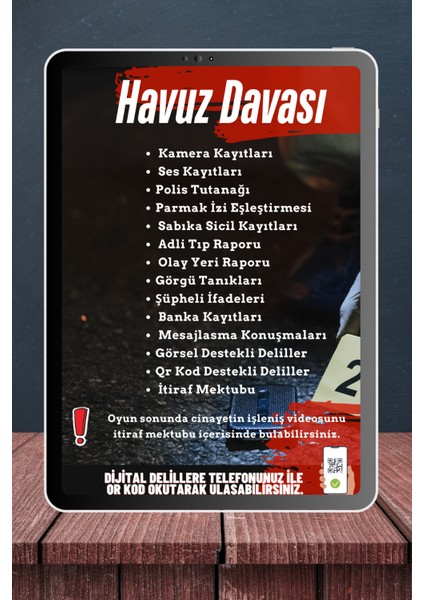 Cinayet Çözme / Dedektif Oyunu / Katil Kim / Suçlu Kim / Dedektiflik Oyunu / Havuz Davası modelleri