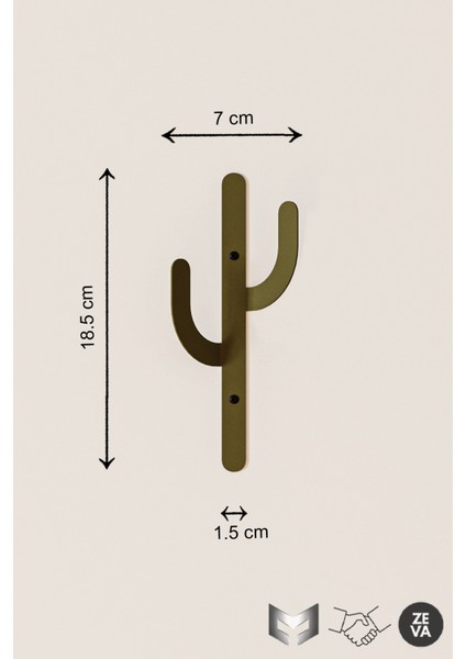 Metal Kaktüs Tasarımlı 2 Adet Askı - Dayanıklı Duvara Monte Askılık Tasarım fırsatları