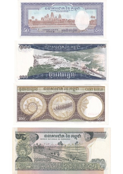 Kamboçya, 1972-75 Çil Yabancı Eski Kağıt Para Seti fiyatları