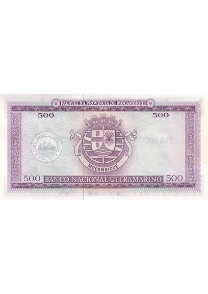 Mozambik, 500 Escudos (1967) Çil Eski Yabancı Kağıt Para modelleri