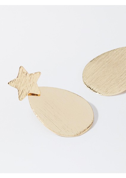 Yıldız Detaylı Oval Küpe