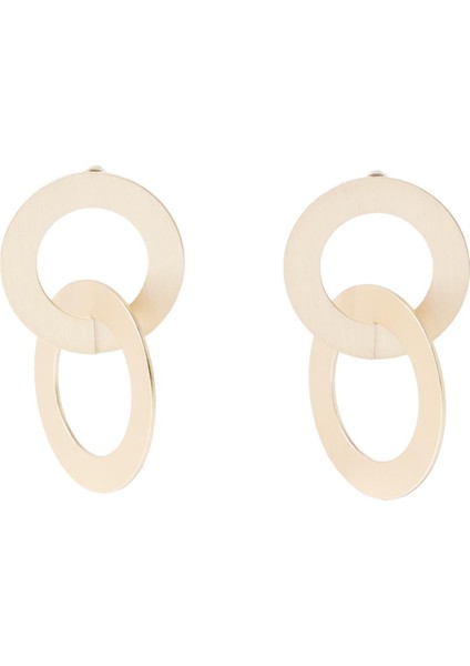 Geometrik Motifli Gold Küpe