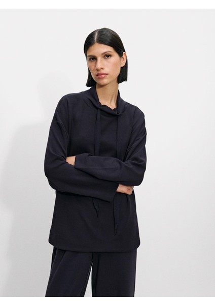 Yüksek Yaka Modal Kumaş Sweatshirt