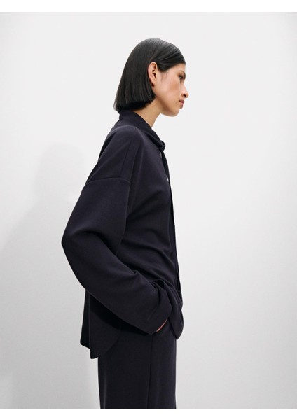 Yüksek Yaka Modal Kumaş Sweatshirt