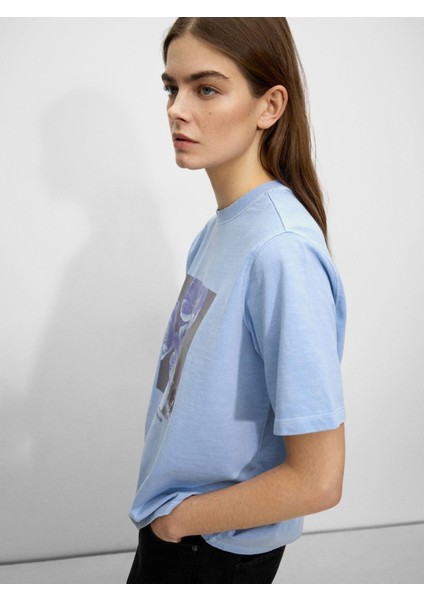 Desenli Pamuklu T-Shirt