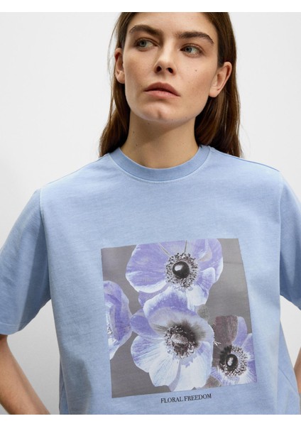 Desenli Pamuklu T-Shirt