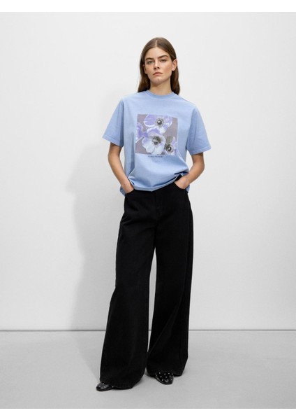 Desenli Pamuklu T-Shirt