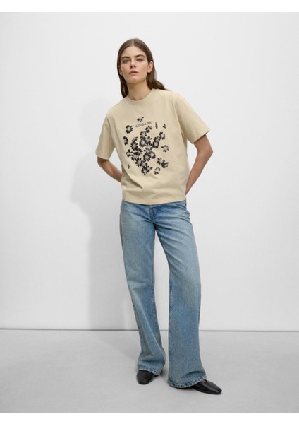 Desenli Pamuklu T-Shirt