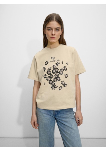 Desenli Pamuklu T-Shirt