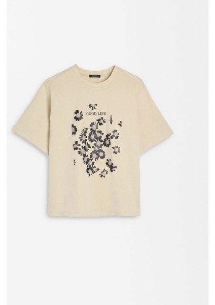 Desenli Pamuklu T-Shirt