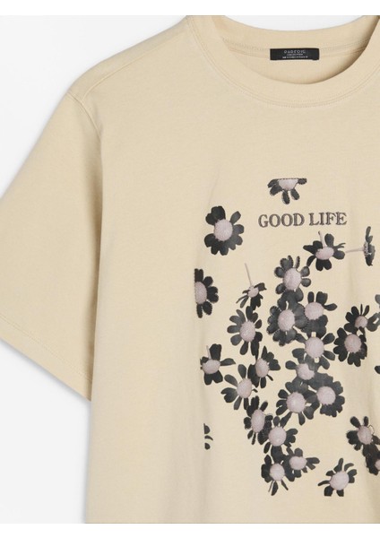 Desenli Pamuklu T-Shirt