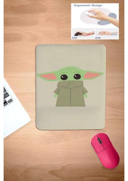 Baby, Starwars, Karikatür, Kare-Konforlu-Bilek Destekli Mouse Pad, Bilgisayar Aksesuarı, Laptop, Dikdörtgen
