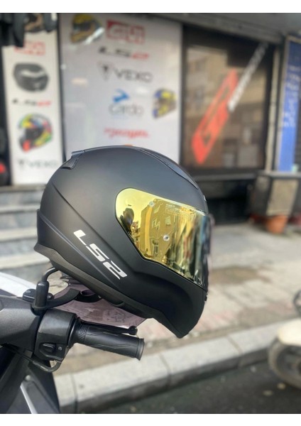 Rapıd Mat Siyah Kask - Gold Vizör