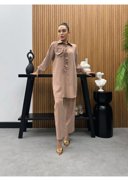 Premium Kalite Tncl Kumaş Çiçek Detaylı Ikili Takım Tesettür Takım fiyatları