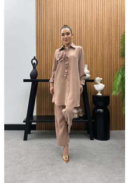 Premium Kalite Tncl Kumaş Çiçek Detaylı Ikili Takım Tesettür Takım modelleri