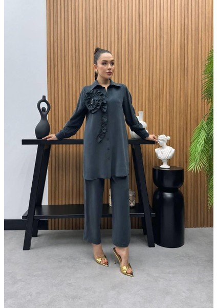 Premium Kalite Tncl Kumaş Çiçek Detaylı Ikili Takım Tesettür Takım modelleri