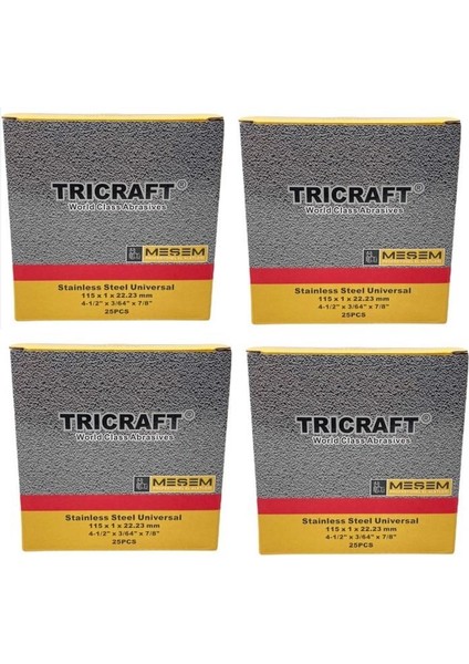 Tricraft Kesici Taş Inox 100 Adet 115MMX1MM Kesici Taş Toptan