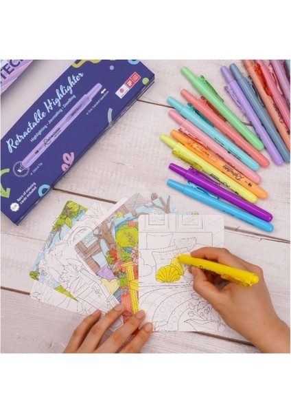 Lila Basmalı Fosforlu Kalem W-805S