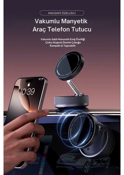 Araç Telefon Tutucu Magsafe Manyetic Vakumlu Cam Pürüzsüz Gövde Uyumlu V10A fırsatları