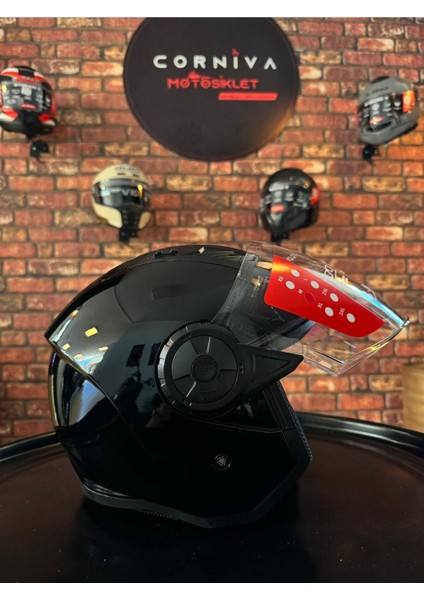 Şık Siyah Açık Kask, Konforlu ve Güvenli Sürüş için Tasarlandı indirimleri
