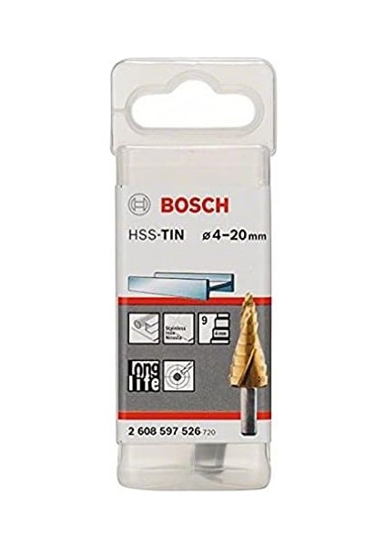 Professional Kademeli Matkap Hss-Tin 3 Yüzeyli Şaftlı (Ø 4-20 mm, 9 Kademe)