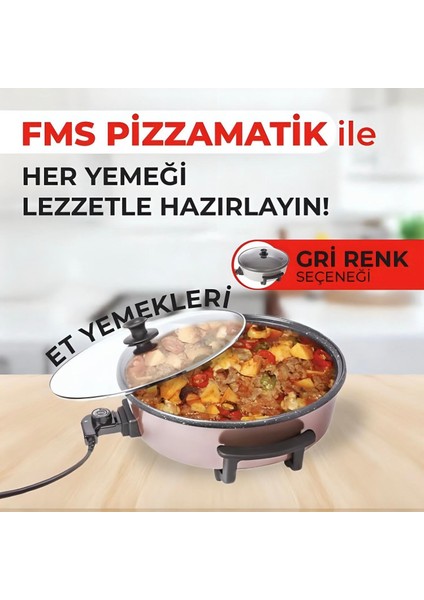 Elektrikli Tencere Pizzamatik Pizza Makinası 40 CM Rose ( Pudra ) ( 5 Kademeli Isı Ayarı )