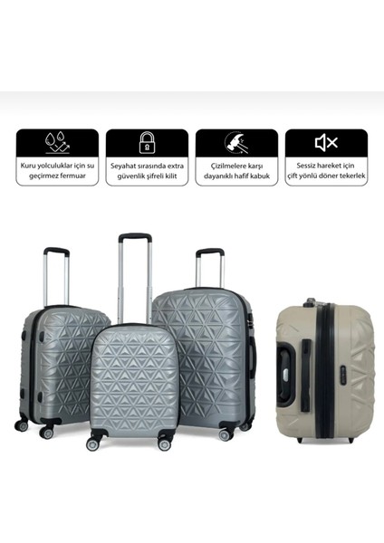 Piramit Desen Abs Seyahat Valizi, Canyon Serisi, Kabin Boy modelleri