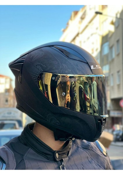 Rapıd Crypt 2 Mat Siyah Kask - Gold Vizör (Spoiler)