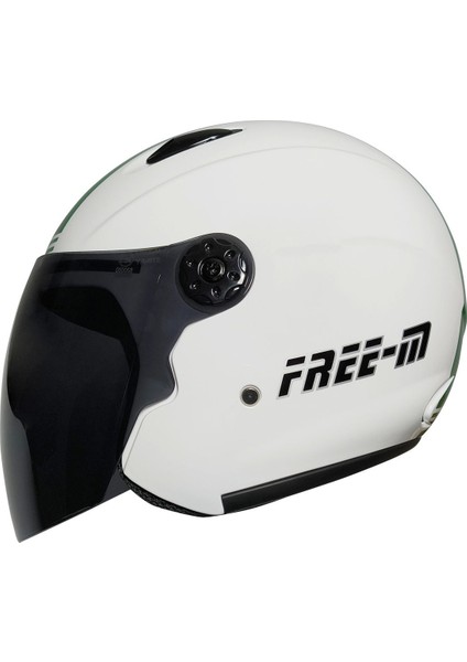 Beyaz açık kask, siyah camlı, şık ve güvenli tasarım, rahat kullanım modelleri
