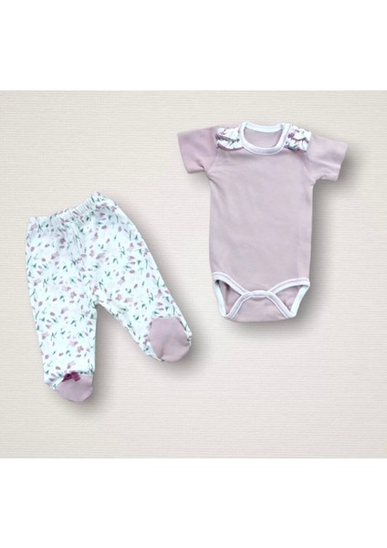 Bahar Çiçekleri Nakışlı Cotton Antibakteriyel 10LU Zıbın Takımı Hastane Çıkışı