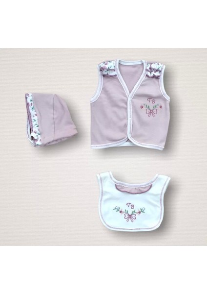Bahar Çiçekleri Nakışlı Cotton Antibakteriyel 10LU Zıbın Takımı Hastane Çıkışı