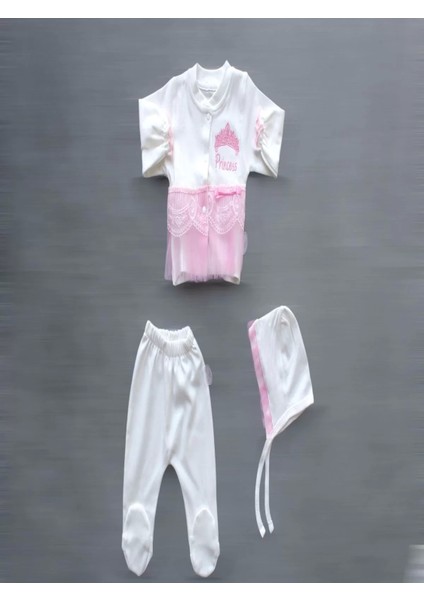 Taçlı Prensesim Nakışlı Cotton Antibakteriyel 10LU Zıbın Takımı Hastane Çıkışı