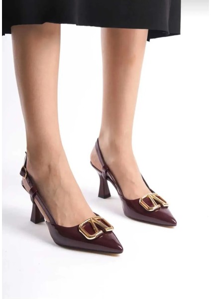 Bordo Rugan V Toka Detaylı Stiletto fiyatları