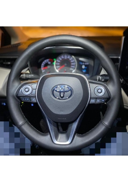 Dikişli Direksiyon Kılıfı Soft Düz Yüzeyli Deri Iki Parca Siyah Dikişli Toyota 2019 Sonrasi Için