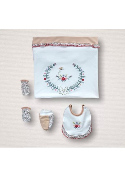 Erguvan Taç Nakışlı Cotton Antibakteriyel Kız Bebek 10LU Zıbın Takımı Hastane Çıkışı
