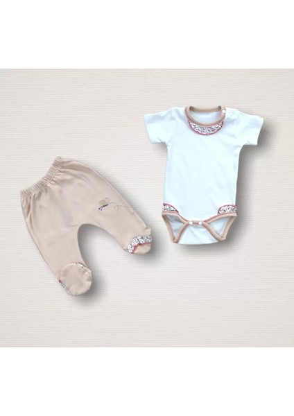 Erguvan Taç Nakışlı Cotton Antibakteriyel Kız Bebek 10LU Zıbın Takımı Hastane Çıkışı