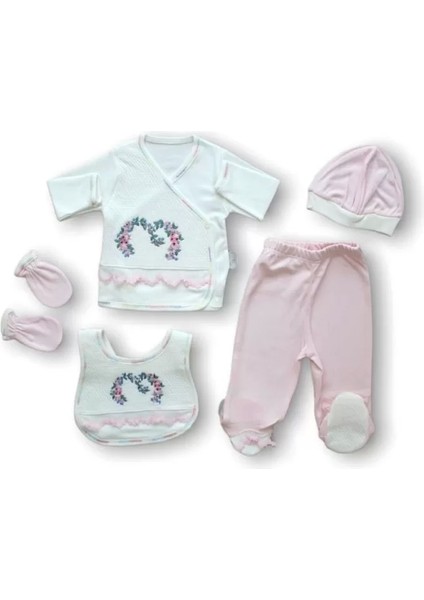 Anadolunun Kalbi Nakışlı Cotton Antibakteriyel 5li Zıbın Takımı Hastane Çıkışı