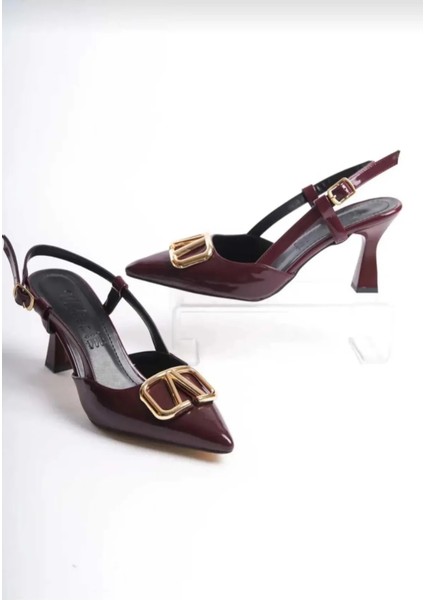 Bordo Rugan V Toka Detaylı Stiletto modelleri