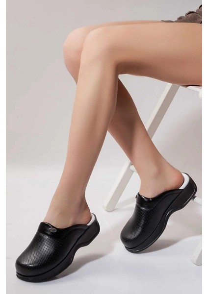 Siyah Ortopedik Sabo Terlik Doktor Terliği Hemşire Terliği Aşçı Terliği