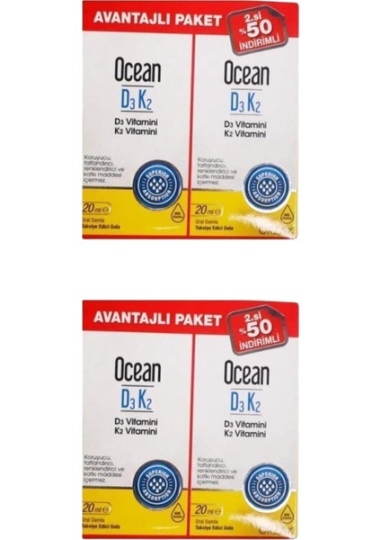 Vitamin D3K2 Damla 20 ml 4lü