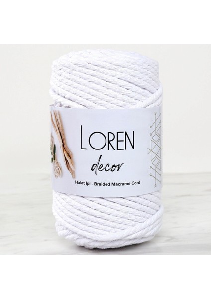 Decor 3 Büküm Makrome ipi Beyaz - L001