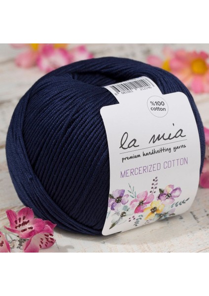 Mercerized Cotton Koyu Mavi El Örgü ipi - 117 - 33590