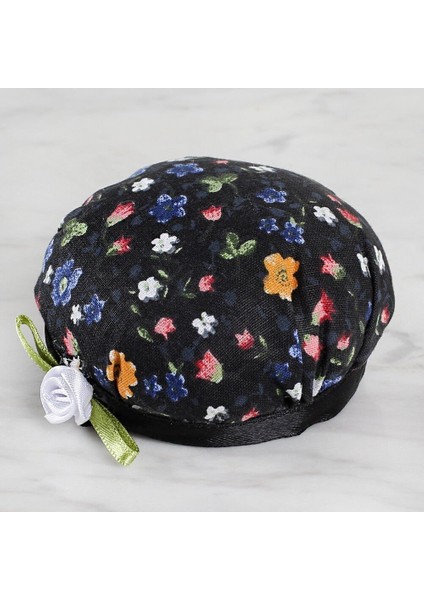 Kola Takılabilir Iğnedenlik Siyah Çiçekli