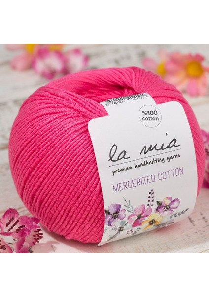 Mercerized Cotton Koyu Pembe El Örgü ipi - 35 - 33595