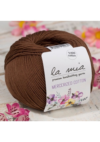 Mercerized Cotton Koyu Kahverengi El Örgü ipi - 228 - 33579
