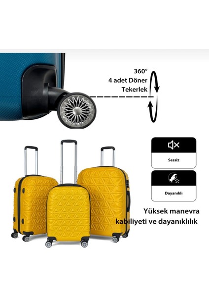 Piramit Desen Abs Seyahat Valizi, Canyon Serisi, Kabin Boy&orta Boy fırsatları