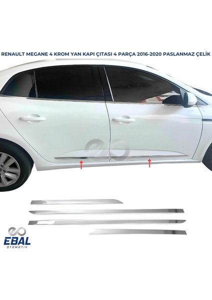Renault Megane 4 Krom Yan Kapı Çıtası 4 Kapı 2016 P.çelik