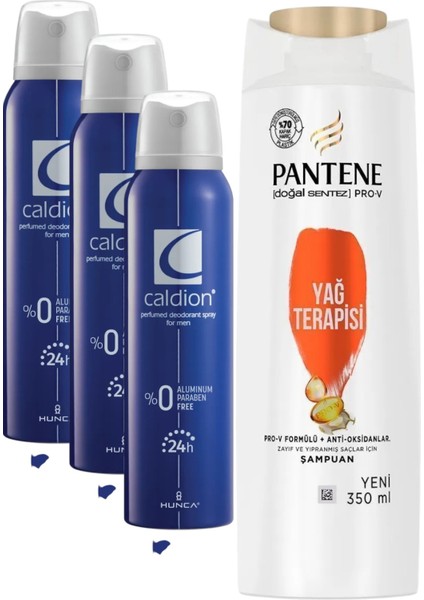 Şampuan 350 ml Yağ Terapisi - Caldion Erkek Deodorant 150 ml 3 Adet